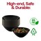 Black with Gold Rim Organic Round Disposable Plastic Bowls - 32 oz. (60 Bowls)